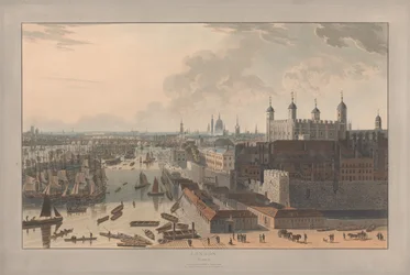 Tavola II: Londra, il Pool e la Torre (da Sei vedute di Londra di William Daniell; riva del Tamigi)