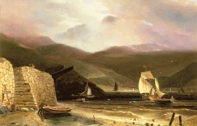 Veduta di Arran, con navi a vela in una tempesta, 1814