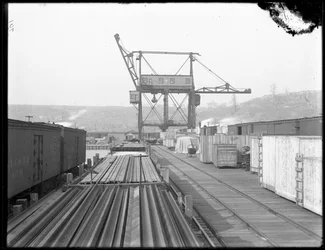 Caricatore diretto in viaggio alla West Shore Rail Road, Weehawken, New Jersey, 1912
