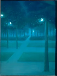 Notturno nei giardini reali di Bruxelles, Belgio (dipinto su tela)