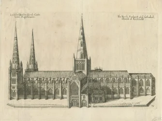 Cattedrale di Lichfield - Vista Sud: incisione su rame, nd [?mid 17th cent]