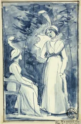 Due donne in abiti della fine del XVIII secolo