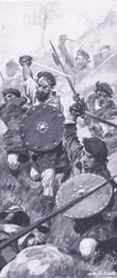Gli Highlanders alla battaglia di Killiecrankie, illustrazione da British Battles on Land and Sea, 1915