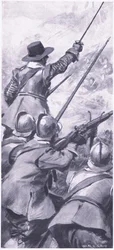 I Lowlanders alla battaglia di Killiecrankie, illustrazione da British Battles on Land and Sea, 1915