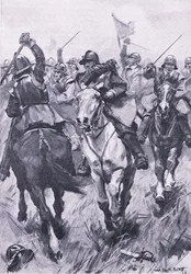 Il conflitto di cavalleria a Dunbar, 3 settembre 1650, illustrazione da British Battles on Land and Sea, 1915