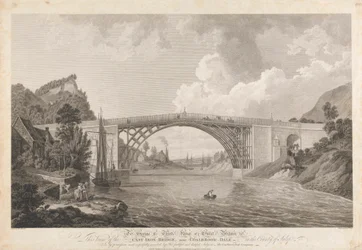 Vista del ponte di ferro vicino a Coalbrookdale