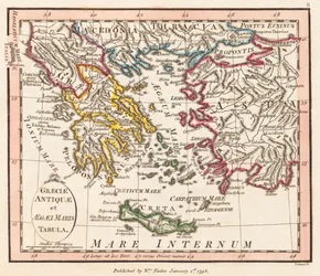 Grecia antica. Mar Egeo. Asia Minore. Carta.