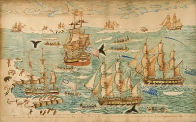 Veduta degli uomini di guerra in spedizione verso la Groenlandia