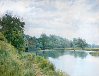 Il fiume Ouse e il mulino a Hemingford Grey