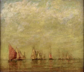Barche veneziane che si riflettono nel mare calmo
