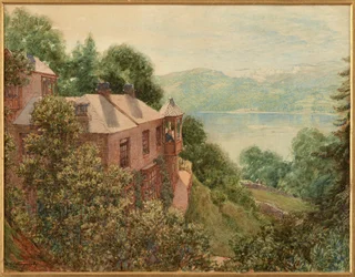 John Ruskin nello studio della torretta a Brantwood (acquerello)