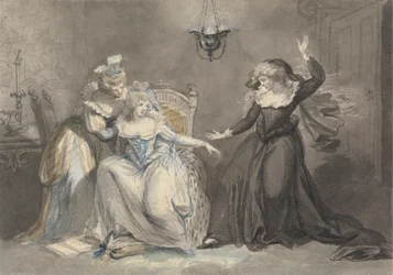 Scena Drammatica con Tre Donne in un Interno