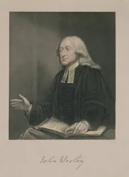 Ritratto di John Wesley (1703-91) inciso da William Holl (1807-71) pub. da A. Fullarton und Co.