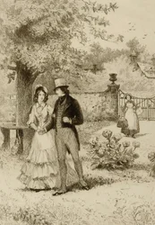 Senza titolo (coppia che passeggia in un giardino)