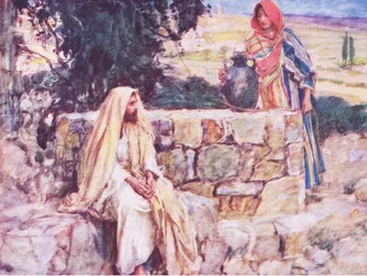 Cristo e la donna di Samaria, da The Bible Story pubblicato da Hodder & Stoughton, c.1930