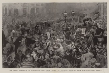 La grande processione di auto-motori da Londra a Brighton, partendo da Northumberland Avenue