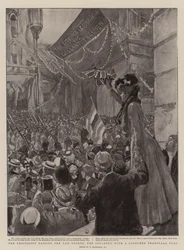 La Processione che passa i Tribunali, la Fanteria con una Bandiera del Transvaal Catturata