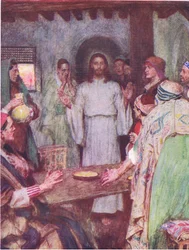 Allora venne Gesù e si fermò in mezzo, dalla Storia della Bibbia pubblicata da Hodder & Stoughton, c.1930