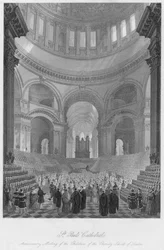 Cattedrale di San Paolo. Riunione anniversaria dei bambini delle scuole di carità di Londra, c1841