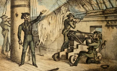 Fucilieri dei Marines in Azione a Bordo di una Nave da Guerra Non Identificata, c.1835