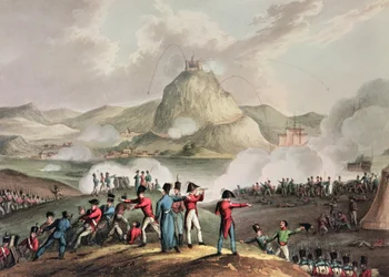 Assedio di San Sebastian, luglio 1813, inciso da Thomas Sutherland