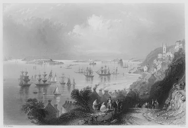 Porto di Cove, nel porto di Queenstown (incisione)
