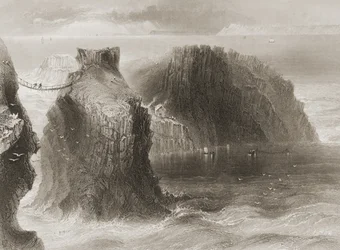 Ponte di corda di Carrick-a-Rede, contea di Antrim, Irlanda del Nord, da 