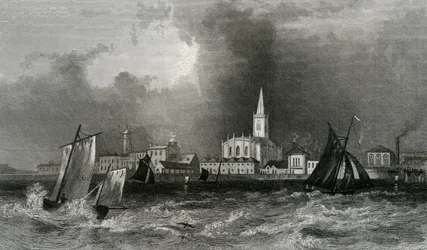 Harwich, dal mare, Essex, inciso da John Rogers, 1832