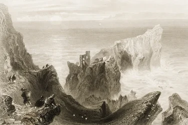 Castello di Kenbaan, vicino a Ballycastle, contea di Antrim, Irlanda del Nord, da 