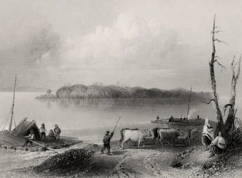 Navy Island, fiume Niagara, Ontario, Canada, inciso da Charles Coulson (1815-89)