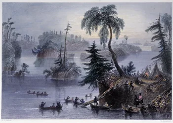 Scena tra le Mille Isole: Campo e Barche, Mille Isole - in "Canadian scenery illustrated" di Bartlett W. H.