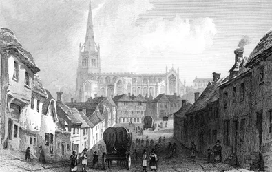 Thaxted da sud, Essex, inciso da J. Rolph, 1832