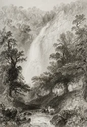 La cascata, Powerscourt, Contea di Wicklow, Irlanda, da 
