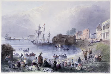 Il primo mercato di Toronto - in "Canadian scenery illustrated" di Bartlett W. H.