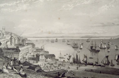 Veduta del porto di Cobh, verso Rostellan, Contea di Cork, Irlanda negli anni 1830, da 
