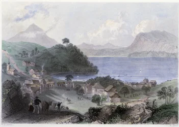 Veduta di Georgeville e del suo lago - in "Canadian Scenery Illustrated" di William Henri Barlett, ed. George Virtue