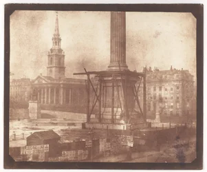 La colonna di Nelson in costruzione, Trafalgar Square