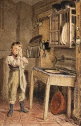 Un Ragazzo che si Lava al Lavello della Cucina