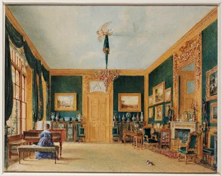 Il salotto verde del conte di Essex a Cassiobury, 1823