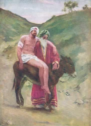 Il buon samaritano, da Il Libro delle Immagini della Bibbia pubblicato da Thomas Nelson, c.1950