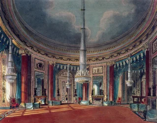 Carlton House, la stanza circolare, da Pynes Royal Residences, pubblicato 1818