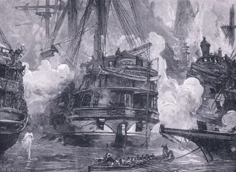 La battaglia di Navarino AD 1828 (litografia)