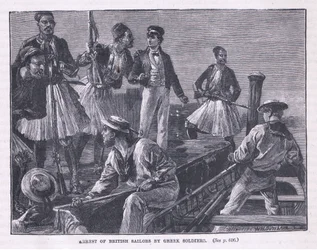 Arresto dei marinai britannici da parte dei soldati greci AD 1850