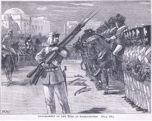 Disarmo del 26° a Barrackpore, 1857 AD