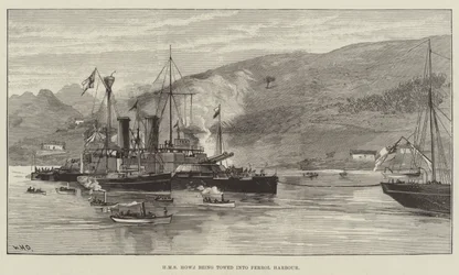 HMS Howe rimorchiata nel porto di Ferrol