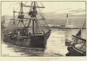 HMS Sultan al largo di Ras-el-Tin, o Faro Fort, Alessandria