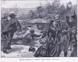 Disastro sul ghiaccio a Regents Park, Londra 1868 d.C.