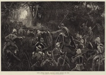 Guerra sudafricana, artiglieria che attraversa la boscaglia