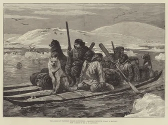La spedizione americana di ricerca di Franklin, attraversando lo stretto di Simpson in kayak