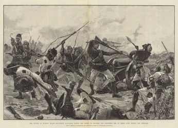 La battaglia di Suakin, il battaglione sudanese nero prende il nemico di sorpresa e cattura uno dei loro cannoni dietro le trincee